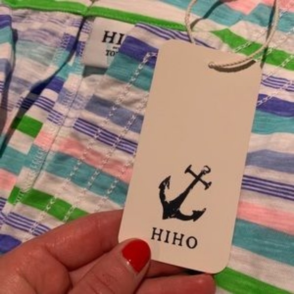 HiHo Peyton Romper beach wear coverup blue green white and pink Multi-stripe XS - Picture 5 of 8